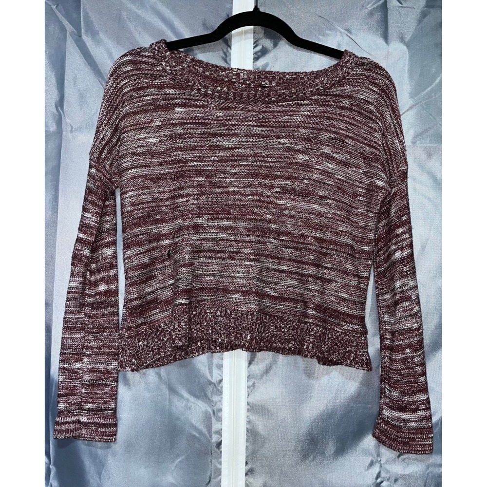 ABSOLUTELY Maroon White Knit Long Sleeve Top Size Small